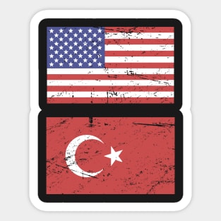 United States Flag & Turkey Flag Sticker